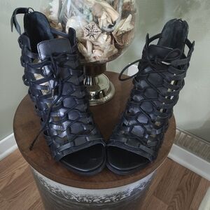 Jessica Simpson Riana Black Caged Block Heels
